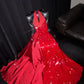 Rotes glänzendes elegantes sexy langes Ballkleid Abendkleid Partykleid nv4684