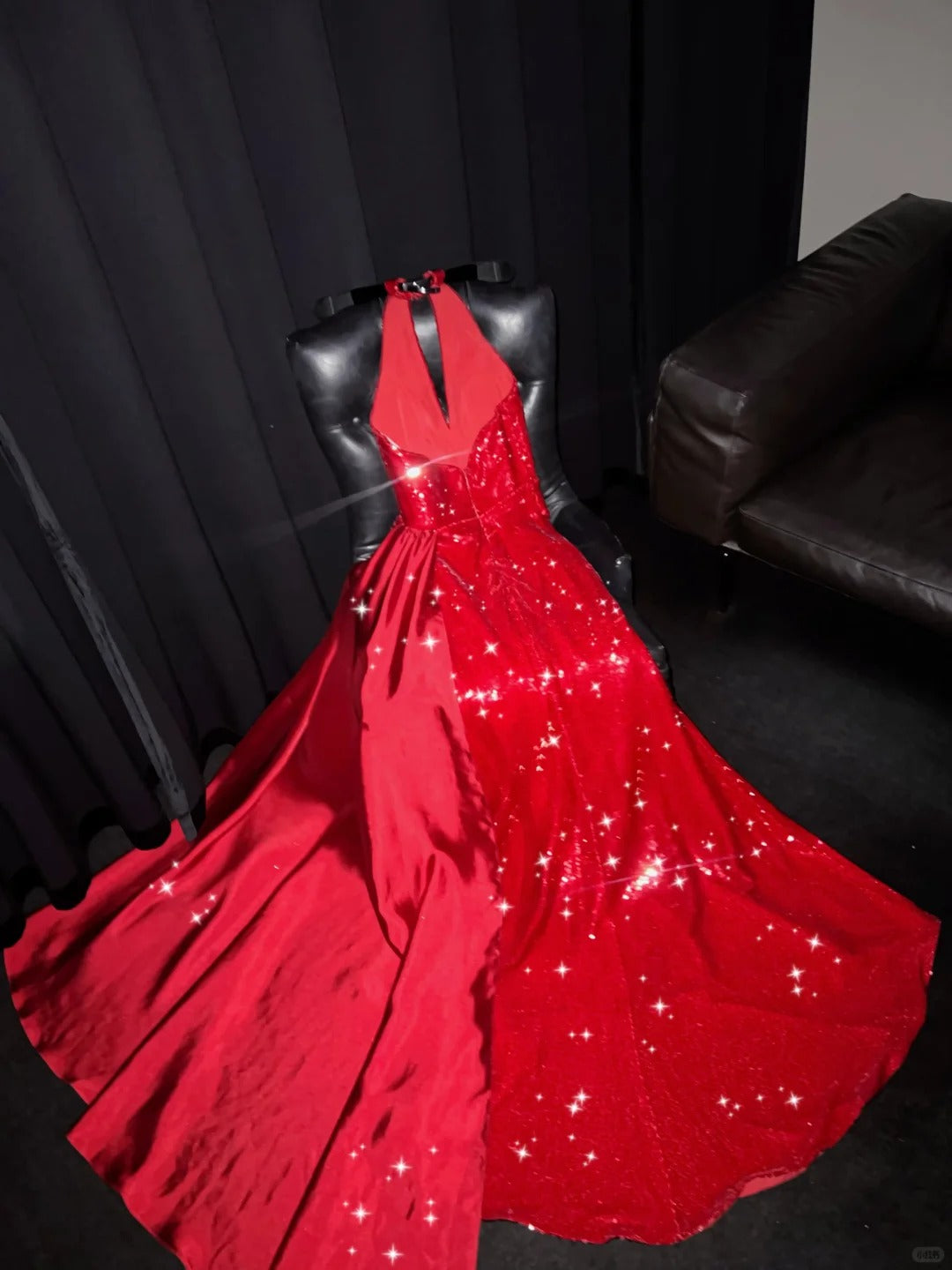 Rotes glänzendes elegantes sexy langes Ballkleid Abendkleid Partykleid nv4684