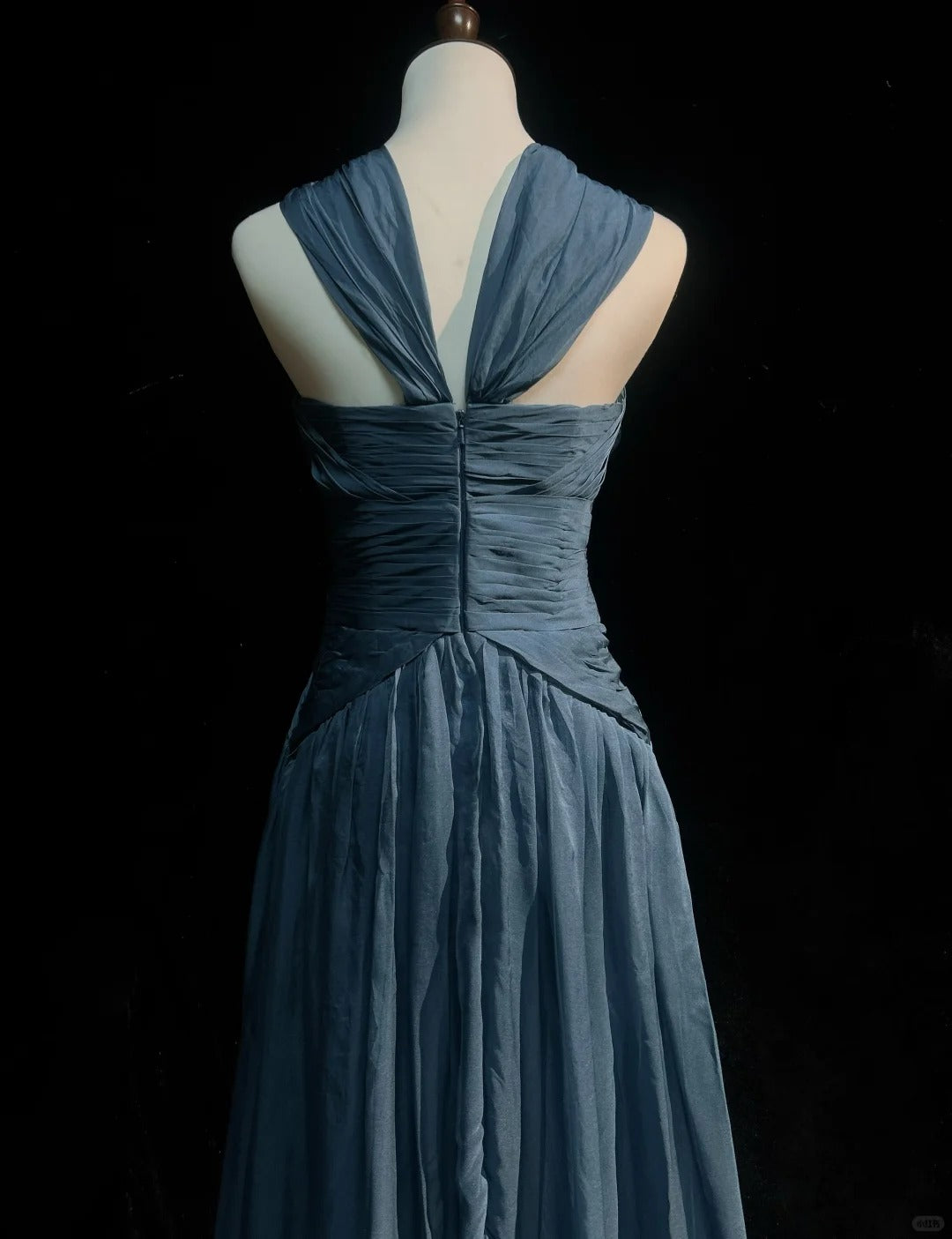 Blaues langes Chiffon-Ballkleid, Abendkleid, Brautjungfernkleid, NV4395