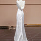 Robe de soirée longue en satin blanc à fleurs, élégante, robe de bal, robe de soirée nv4542