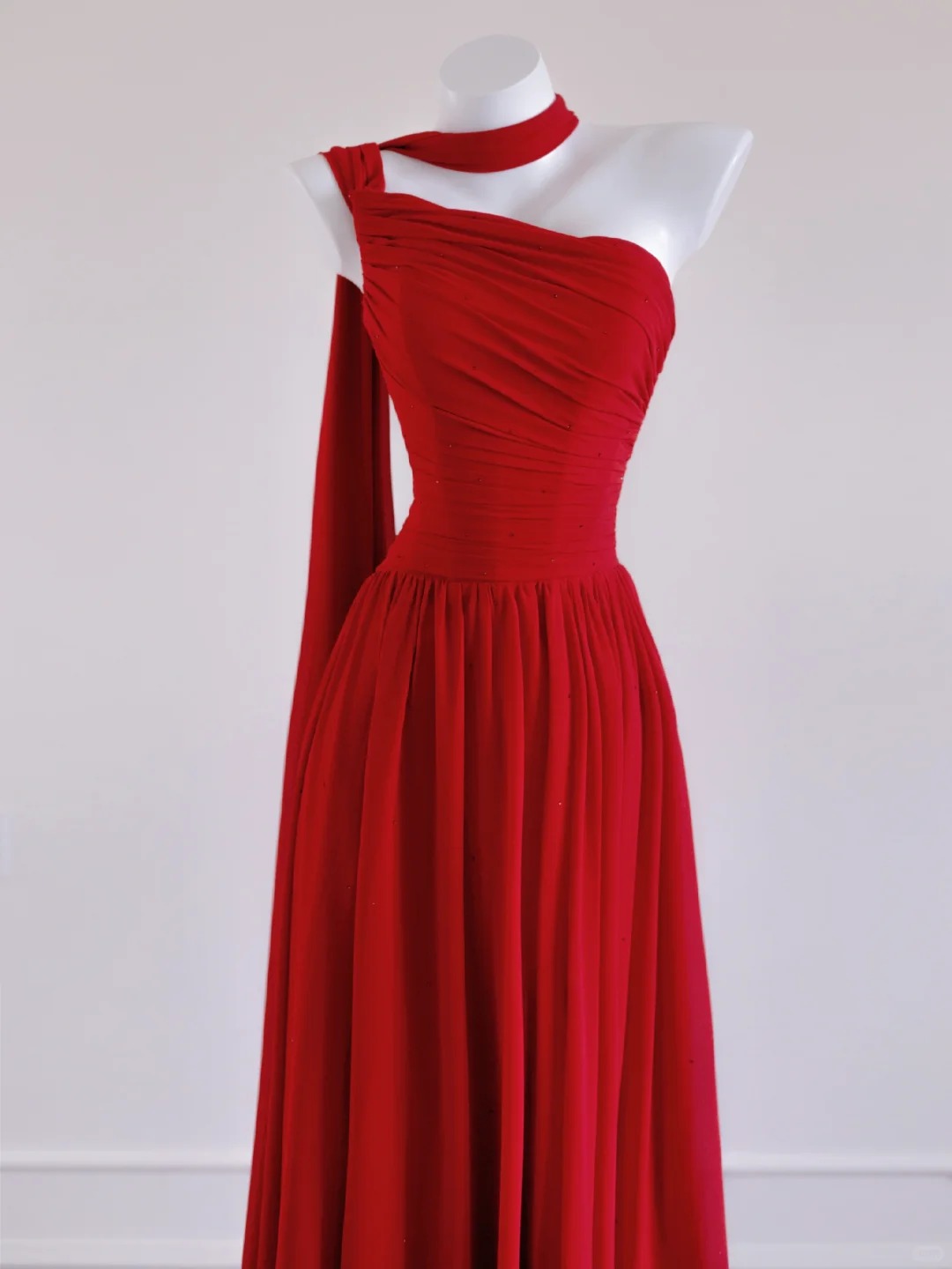 Robe de soirée longue moulante en mousseline de soie, élégante et rouge, tenue de bal, robe d'invitée de mariage, nv4973