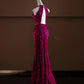 Robe de soirée longue rose à paillettes scintillantes nv4750