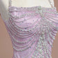 Blau Rosa Glitzer Perlen Ombre Lange Tüll Meerjungfrau Bodycon Bodenlangen Ballkleid Abendkleid Partykleid nv5054