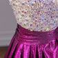 Robe de bal longue violette scintillante et perlée, longueur au sol, nv4967