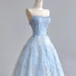Robe de soirée longue en tulle et organza pailleté bleu clair brillant, longueur au sol, robe de bal, robe de remise de diplôme, nv5103
