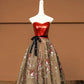 Rotes Tube-Top mit Blumenmuster, elegant, modisch, lang, Tüll, Ballkleid, Abendkleid, Partykleid, NV4746