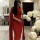 Red elegant cape long ball gown evening dress party dress nv2434