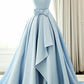 Blue tube top elegant satin long bow ball gown evening gown graduation gown adult ceremony gown nv3188