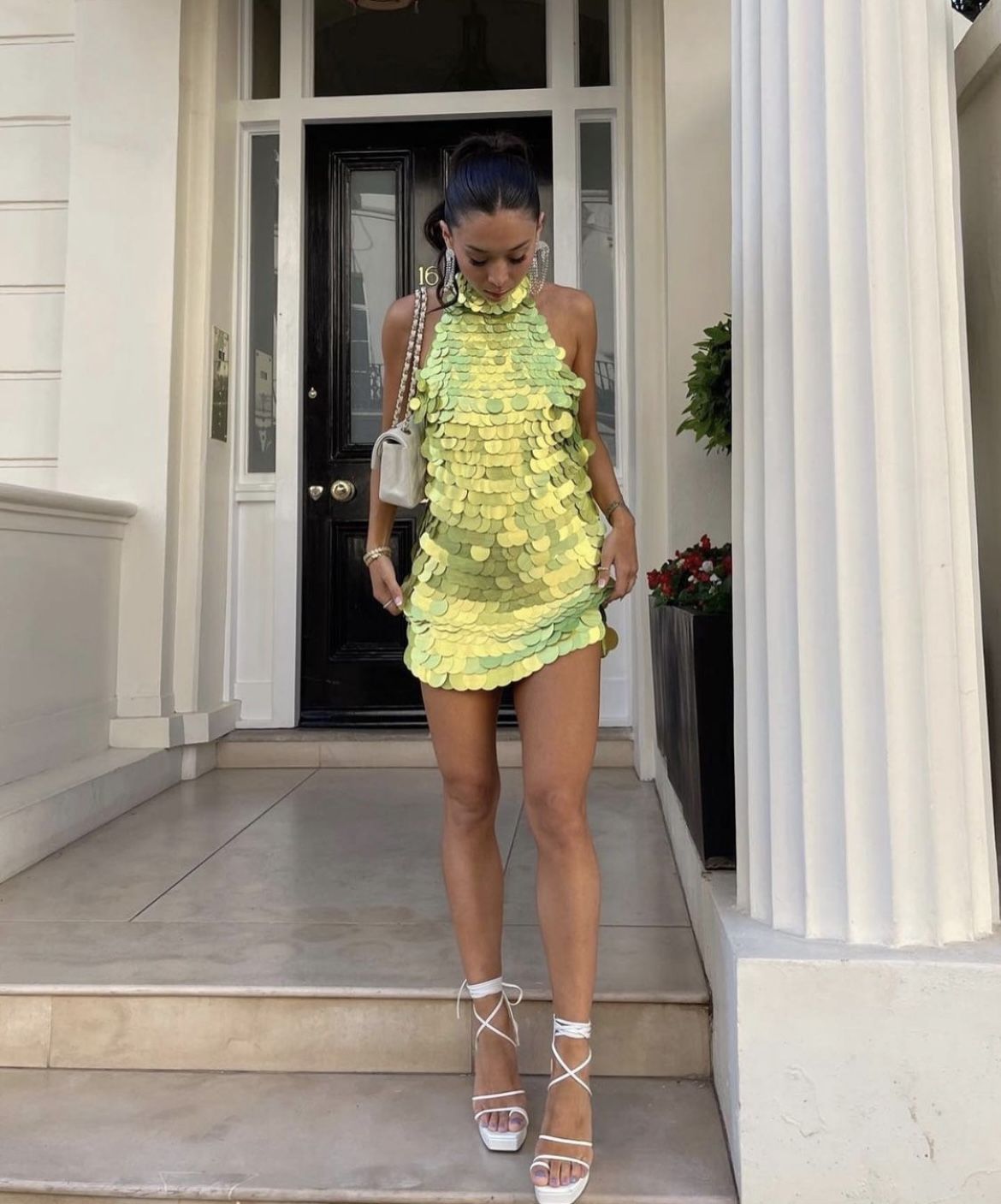 Robe de cocktail courte à paillettes et dos nu, style Green Fashion, nv4797