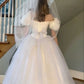 NiceVestidos – Weißes Prinzessin-Tüll-Ballkleid, langes, schlichtes Brautkleid NV5829