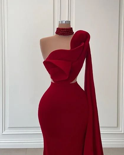 Burgundy Red Elegant One Shoulder Fashion Flower Mermaid Slim Fit Long Ball Gown Prom Dress Evening Dress nv3226