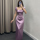 Green/blue/purple simple fashion tube top short sleeve long satin ball gown evening dress nv3091