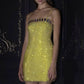 Robe de soirée courte jaune à paillettes brillantes, robe de cocktail d'anniversaire nv4658