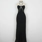 Robe de soirée longue en mousseline de soie noire, élégante et vintage, nv3549