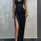 Green/Black New Style Fashion Spaghetti Straps Long Slit Sexy Satin Prom Dress Evening Dress Formal Dress NV85