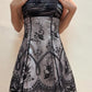 Robe de soirée courte en mousseline de soie à bretelles spaghetti, grise et noire, chic et florale, nv4346