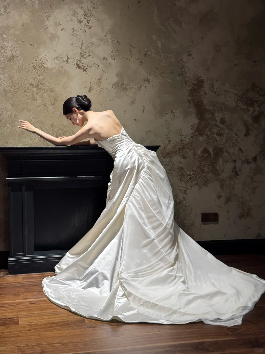 Ivory Strapless Draped Ruched Satin A-Line Wedding Gown  NV7190