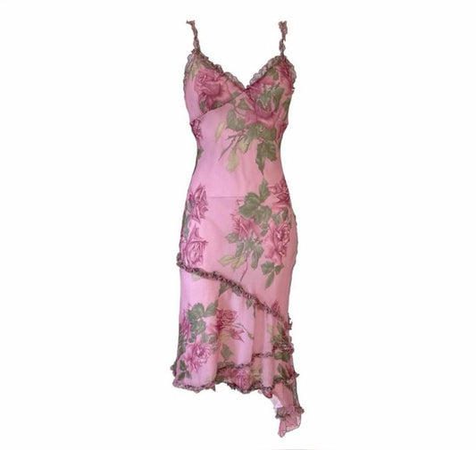 NiceVestidos--Pink Floral Short/Mid-Length Homecoming Dress NV5716