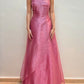 Rosa glänzendes elegantes trägerloses langes Tüll-Abschlussballkleid Abendkleid Partykleid nv3741