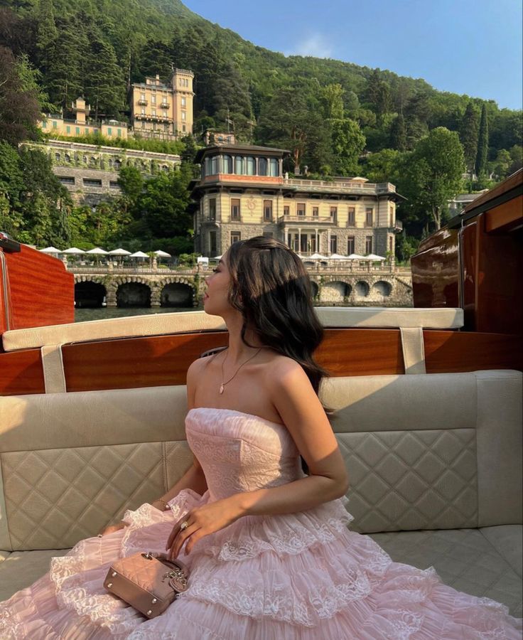 Pink Fashion Elegant Strapless Off-the-shoulder Long Layered Lace Ball Gown Evening Gown Party Dress nv3323