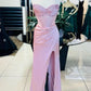 Robe de soirée longue en satin bleu, magnifique, brillante, exquise, perlée, élégante et sexy, fendue, robe de bal, robe de soirée nv4148