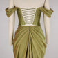 Robe de soirée longue en satin vert vintage élégante nv3529