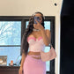 Pink Fashion Elegant Two-piece Suit Tube Top Holiday Birthday Party Dress nv2846