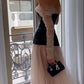 Pink off-shoulder tulle fashionable and elegant stitching unique shape long ball gown party dress evening dress nv2511