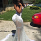 White luxury gorgeous V-neck sexy elegant long ball gown evening dress nv2844