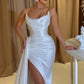 Damen Meerjungfrau Satin Ballkleid Langes Ballkleid Korsett Formelles Kleid Abendkleid Partykleid mit Schlitz nv1663