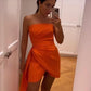 Robe de soirée courte à la mode orange simple avec haut tube et mini robe de soirée nv2427