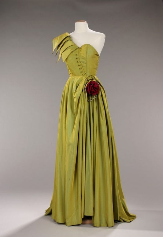 Green Vintage Elegant Long Satin Floor Length Ball Gown Evening Gown Party Dress nv3532