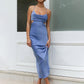 Cocktailkleid für Damen, sexy, stilvoll, tief ausgeschnitten, Spaghettiträger, rückenfrei, knöchellang, elegante Cut-Out-Kleider nv1664