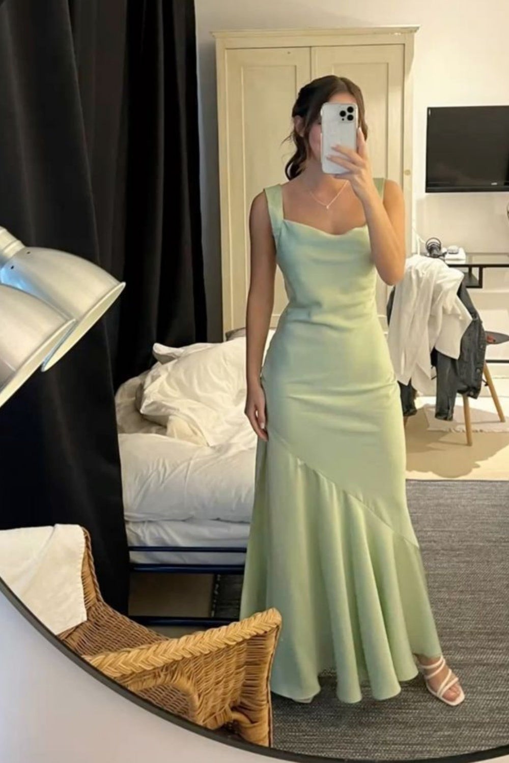 NiceVestidos – Elegantes Satin, modisch, schlicht, für Hochzeitsgäste, Partykleid, langes Ballkleid, Abendkleid NV5844