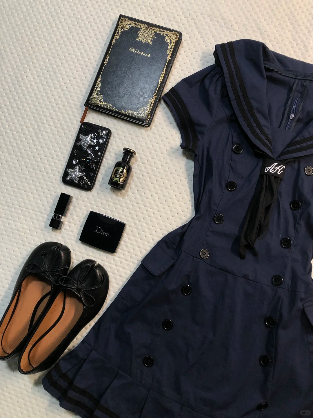 Navy Blue Sailor Short Homecoming Dress Collar Stripe Puff Sleeve Pleated Vintage Cocktail Gown  NV6926