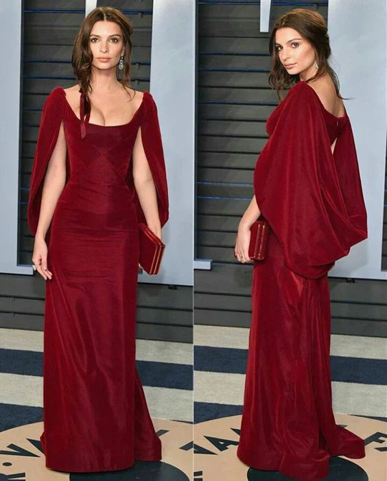 Burgundy beautiful fashion elegant half sleeve mermaid slim wedding guest long velvet ball gown evening dress party dress prom dress impressive autumn winter fashion dress nv2575