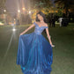 Blue Shiny Elegant Exquisite Beaded A-Line Long Sequined Prom Dress Evening Dress Party Dress Graduation Dress nv3487