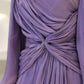 Robe de soirée élégante en mousseline de soie, style vintage bordeaux, manches longues, coupe trapèze, nv4160