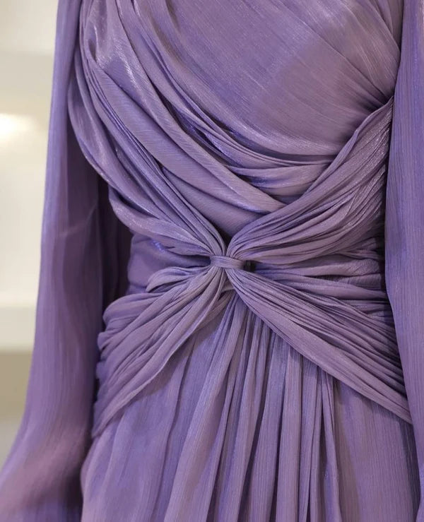 Robe de soirée élégante en mousseline de soie, style vintage bordeaux, manches longues, coupe trapèze, nv4160