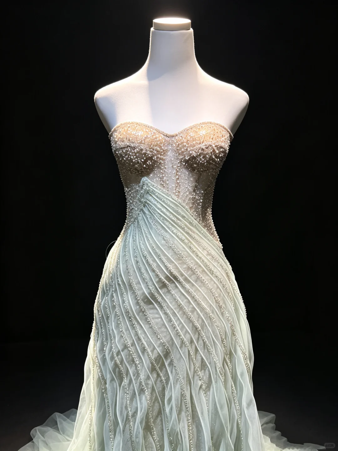 Mint Green Strapless Long Mermaid Formal Gown Hand Beaded Draped Tulle Evening Dress  NV6956