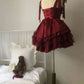 Robe de soirée courte en dentelle bordeaux, jolie robe de bal, robe de fête d'anniversaire, nv3558