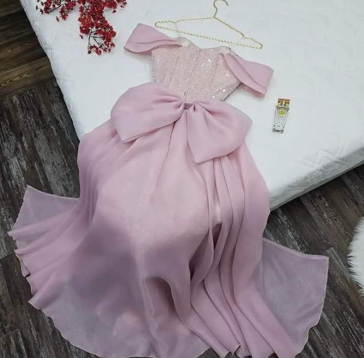 Light pink shiny sequins elegant long tulle ball gown evening dress nv3172