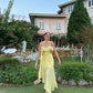 Gelb Mode Elegant Spaghetti Strap Lange Chiffon Ballkleid Abendkleid Hochzeit Gast Party Kleid Prom Kleid nv4022