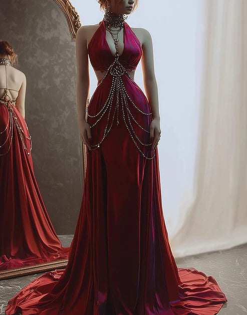 Red sexy long dress NV6682