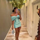Tiffany blaues Kleid, kurzes Ballkleid, Homecoming-Kleid, NV1789