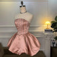 Weiß/Rosa Mode Perlen Elegante Kurze Satin Homecoming Kleid Party Kleid nv4856