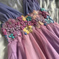 NiceVestidos – Gradient Homecoming-Kleid, Lila, Rosa, modisch, Gradient, exquisites Blumenmuster, kurzes Chiffon-Blumenfeenkleid, Elfenkleid, Nv5582
