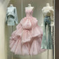 Robe de soirée longue en tulle rose, élégante et exquise, avec des appliques florales, robe de mariée nv3819