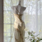 Robe de soirée trapèze beige élégante, longue, en mousseline de soie, style sirène, coupe slim, style rétro, cadeau d'anniversaire, robe de bal, nv3990