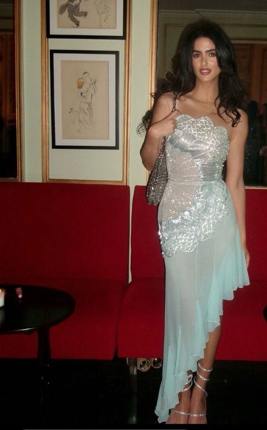 Wunderschöne Meerjungfrau Perlen Pailletten Elegante Sexy Kleid Ballkleid Abendkleid Partykleid nv1836